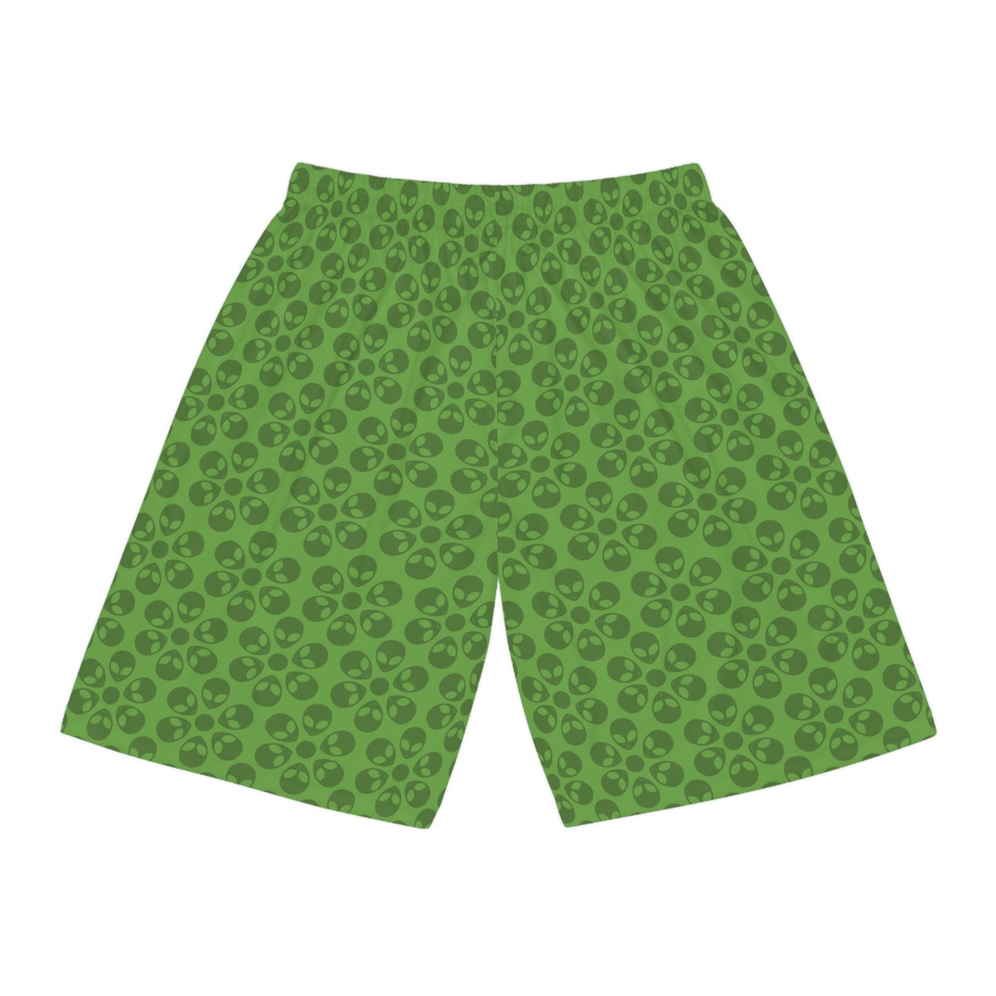 Trendy Skull Pattern Basketball Shorts Summer Activewear Sports Apparel Casual Wear Beach Shorts Gift for Basketball Lovers Alien Flowers Green