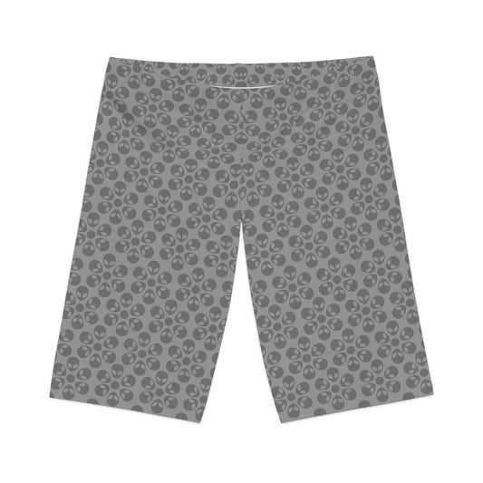 Womens Bike Shorts Alien Flowers Grey