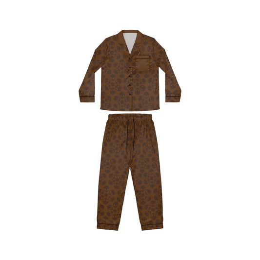 Womens Satin Pajamas  Alien Flowers Brown