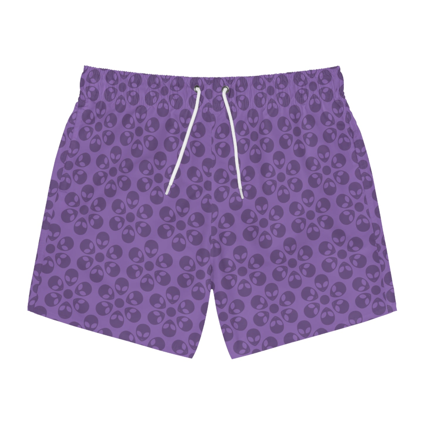 Stylish AOP Swim Trunks for Beach Days Summer Fun Pool Parties Vacation Wear Gift for Him Alien Flowers Light Purple