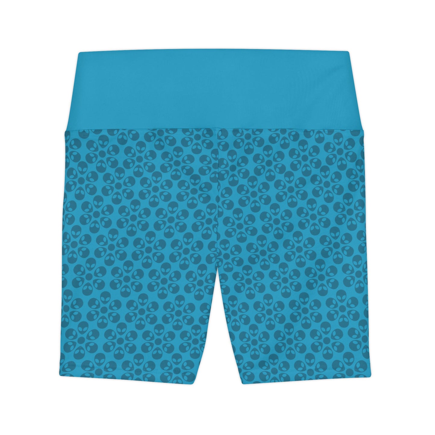 Womens Workout Shorts  Alien Flowers Turquoise