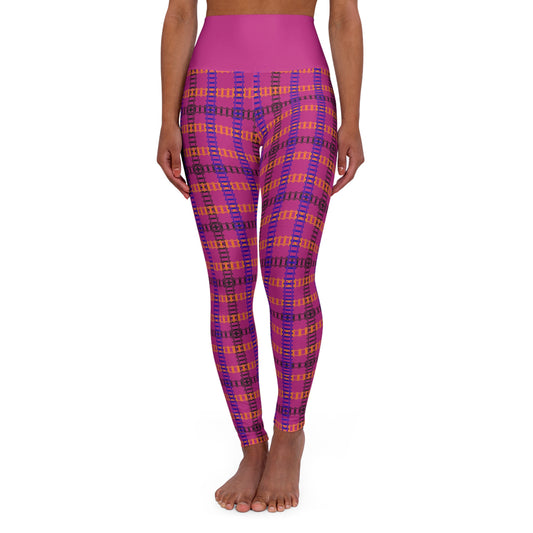 Comfortable High Waisted Yoga Leggings Stylish Activewear Yoga Pants Fitness Apparel Workout leggings Gym Clothes Train Tracks Pink