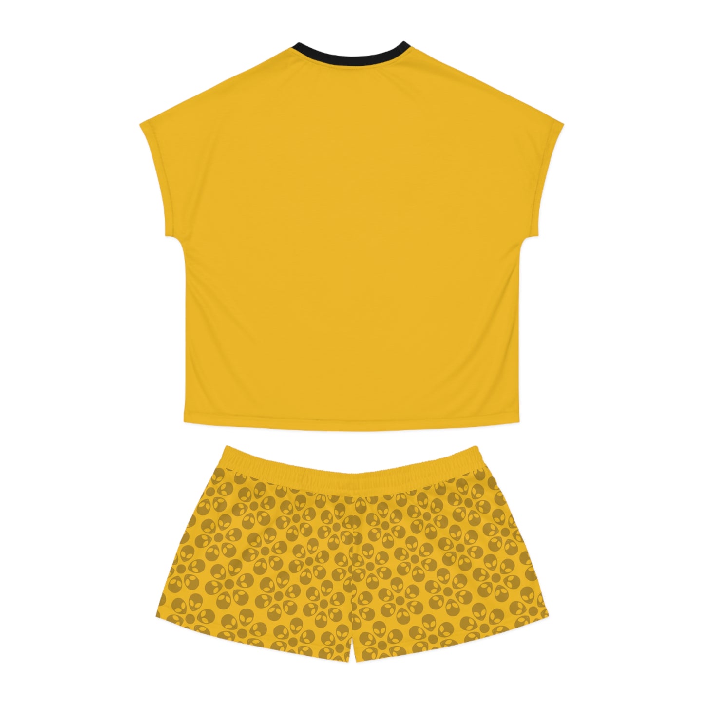 Stylish Womens Pajama Set Cozy Sleepwear AOP Floral Print Perfect for Lounging Gift for Her Summer Nights Relaxation Alien Flowers Yellow