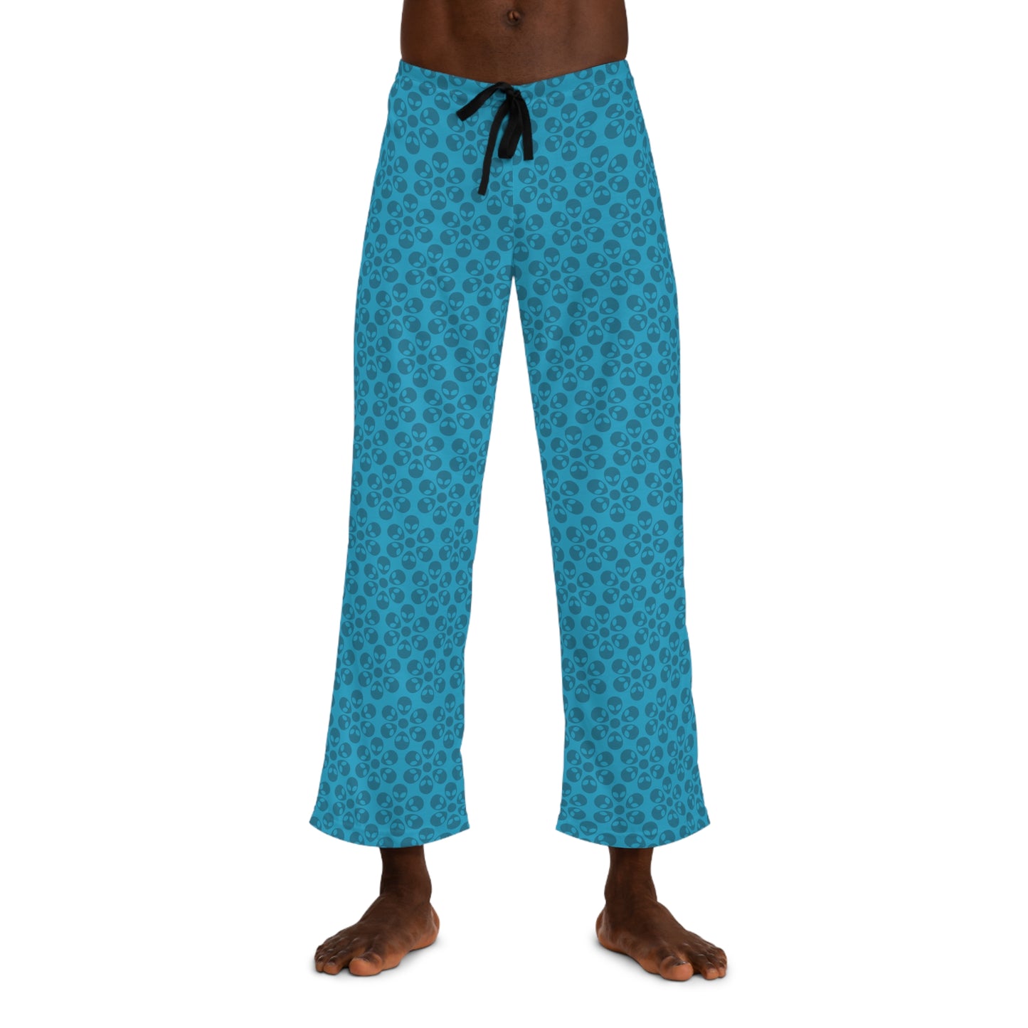 Cozy Mens Pajama Pants  Stylish Floral Sleepwear Ideal for Relaxing Gifts for Him Home Lounge Wear Unique Patterned PJs Alien Flowers Turquoise