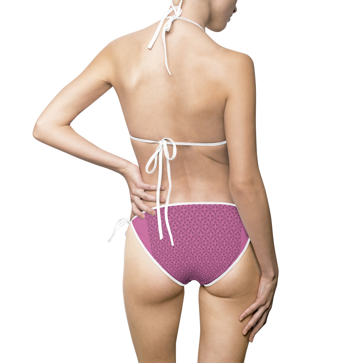 Chic Womens Bikini Swimsuit Stylish Swimwear for Beach Days Perfect for Summer Vacations Pool Parties And Resort Wear Alien Flowers Light Pink