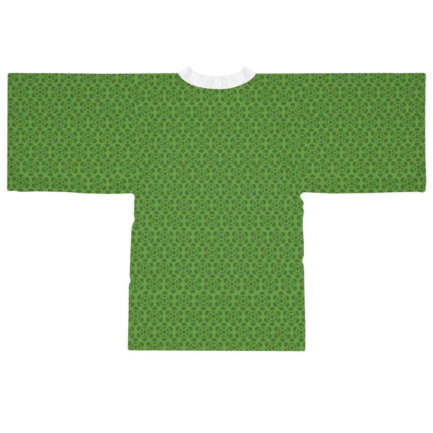 Chic Floral Long Sleeve Kimono Robe Bohemian Loungewear Relaxation Gift Spa Day Essential Cozy Home Attire Trendy Style Alien Flowers Green