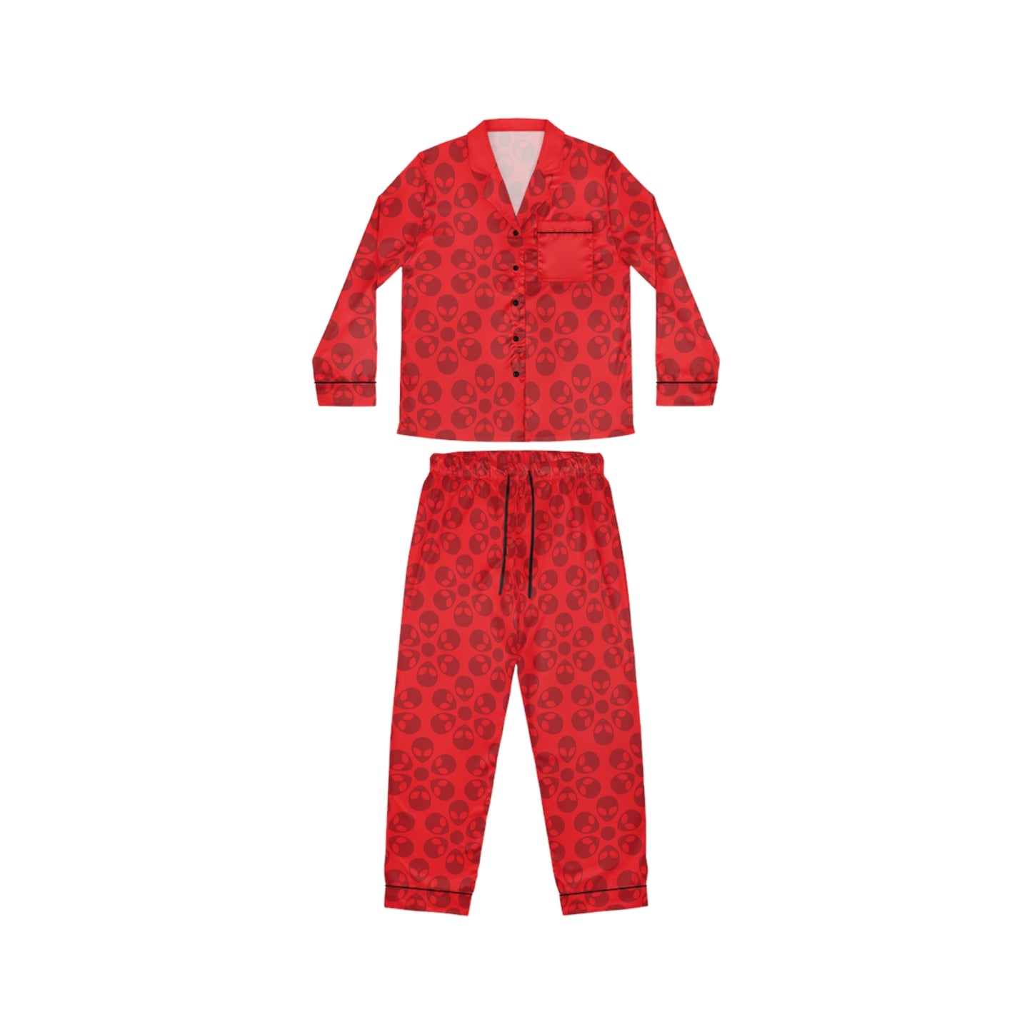 Womens Satin Pajamas  Alien Flowers Red