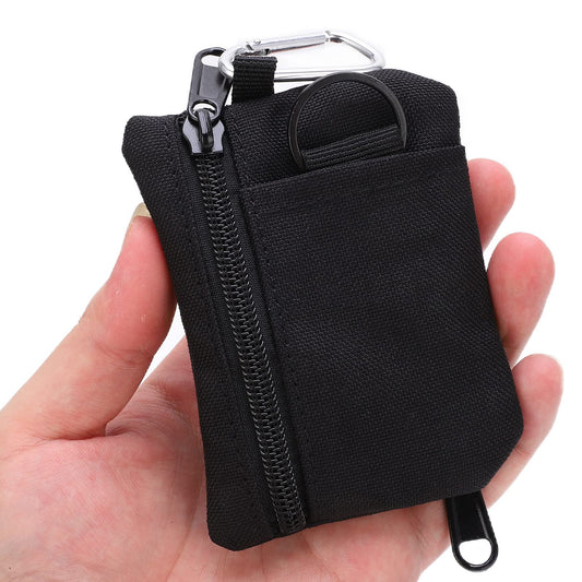 needlid Mini EDC Pouch Bags, Nylon Multifunctional Small Molle Pouch Portable Wear Resistant Tear Resistant Easy Access with Carabiner for Outdoor(black)