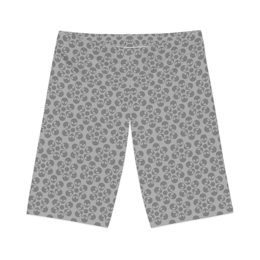 Womens Bike Shorts Alien Flowers Light Grey
