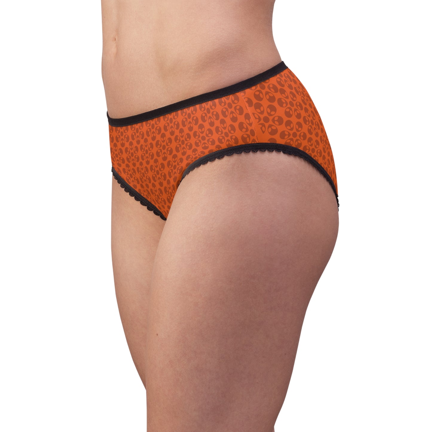 Chic Floral Womens Briefs | Comfort Everyday Wear Gifts Plus Size Stylish Lingerie Alien Flowers Orange