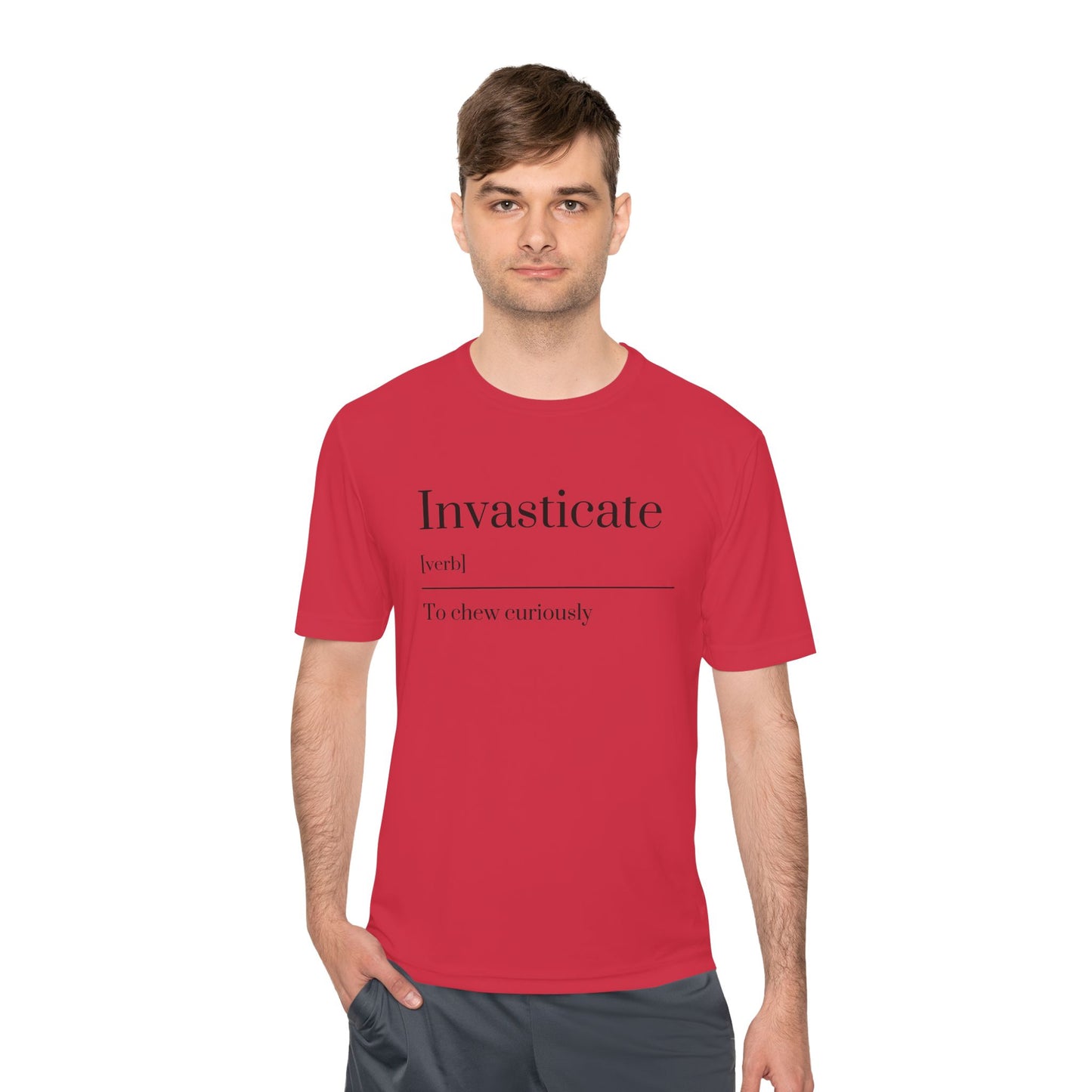 Invasticate Unisex Moisture Wicking Tee - Chew Curiously T-Shirt, Funny Tee, Unique Gift, Fitness Apparel, Casual Wear, Motivational Top