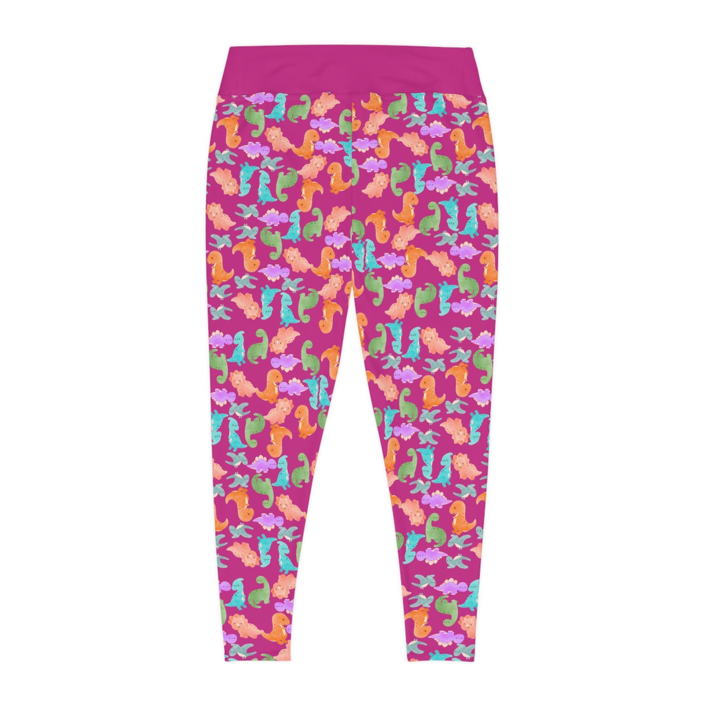 Plus Size Leggings Rainbow Dinos Pink