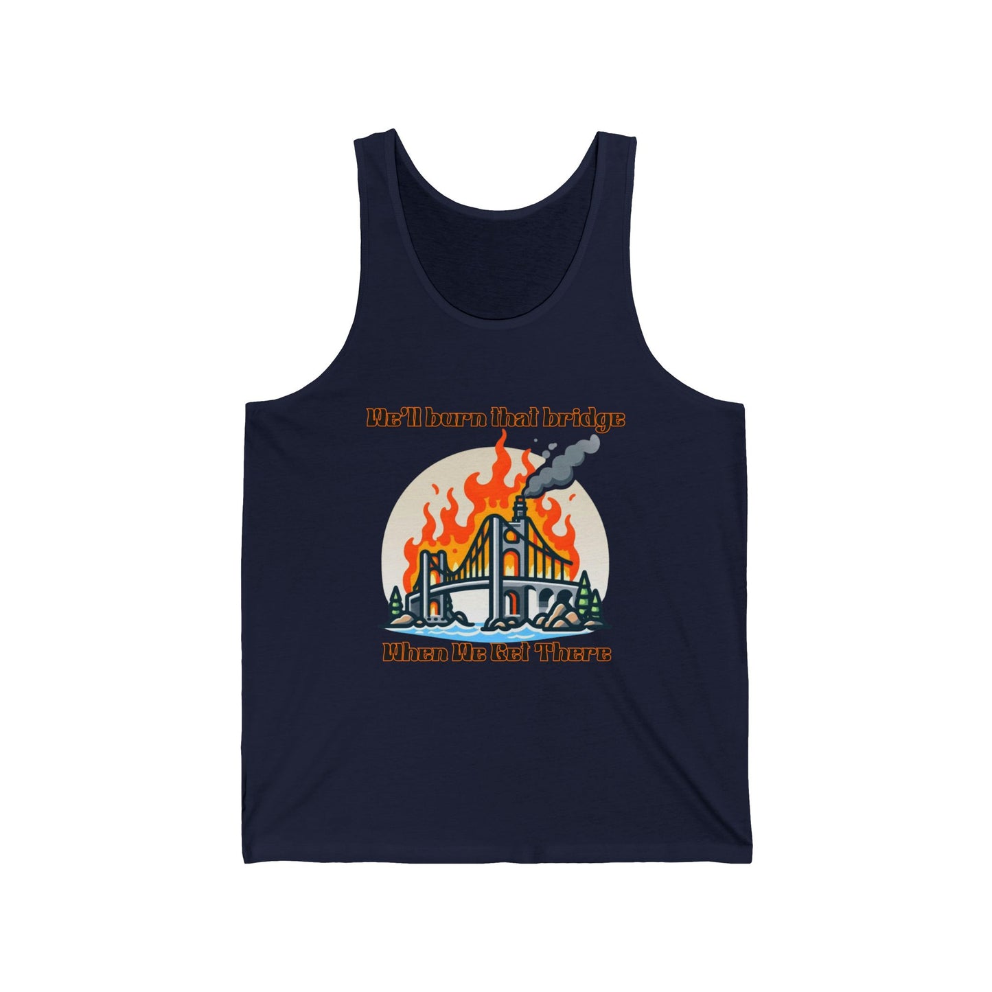Fire Bridge Graphic Unisex Jersey Tank - Perfect for Festivals and Casual Outings