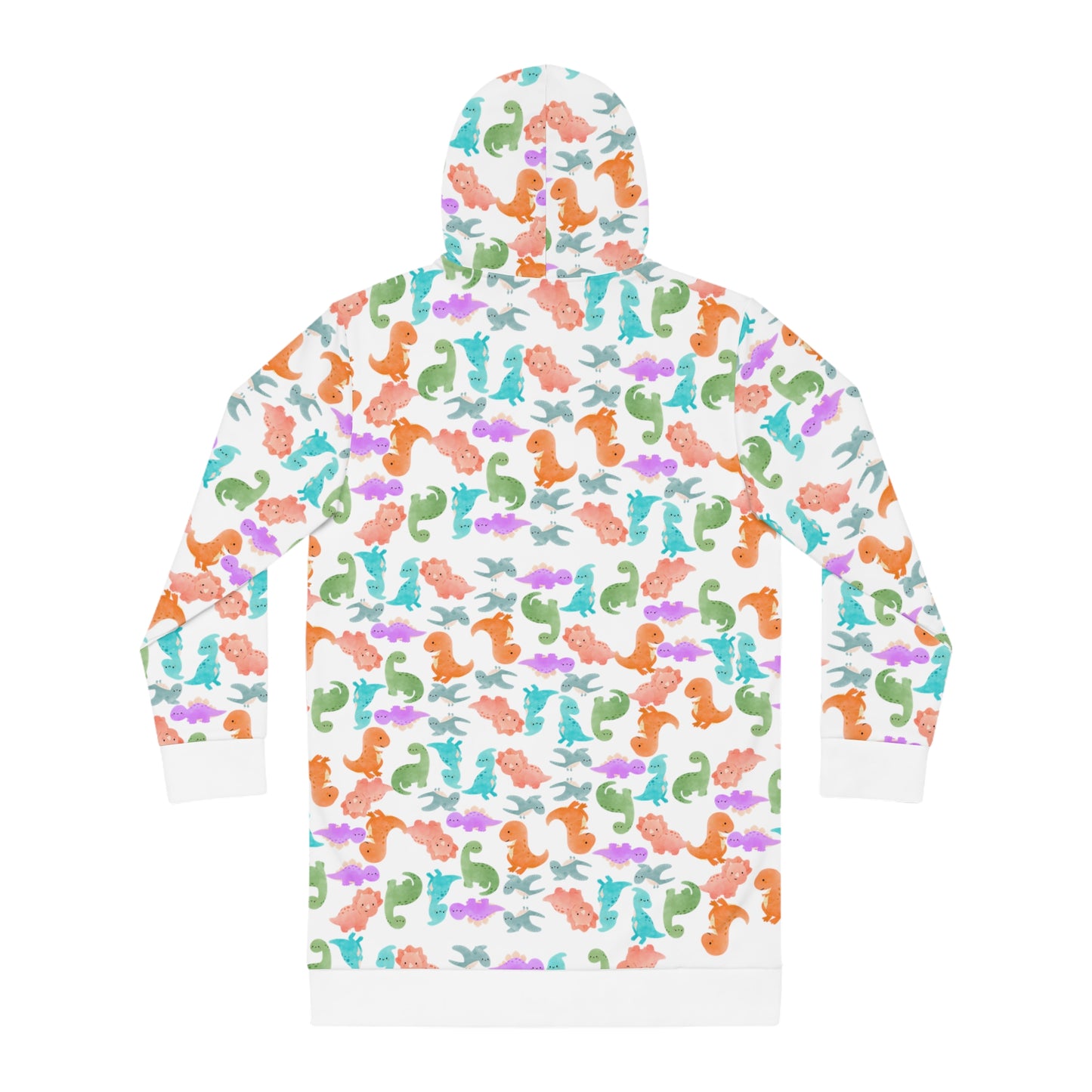 Womens Hoodie Dress Rainbow Dinos Grey