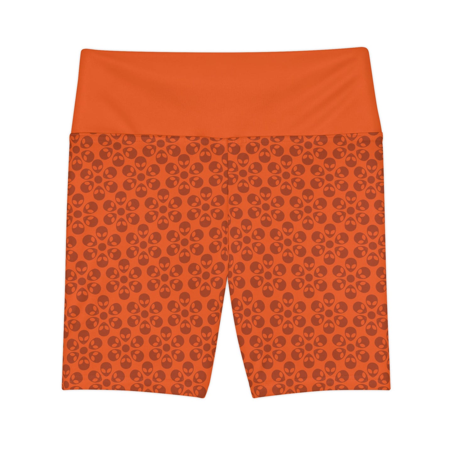 Womens Workout Shorts  Alien Flowers Orange
