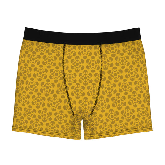 Mens Boxer Briefs  Alien Flowers Yellow