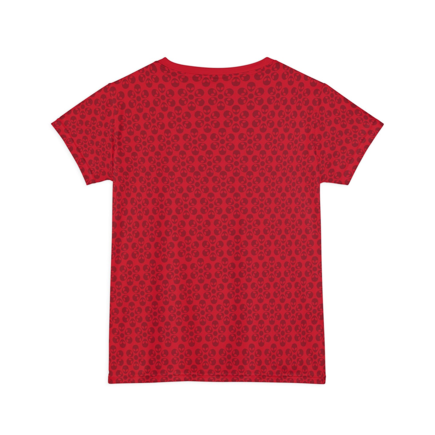 Womens Short Sleeve Shirt Alien Flowers Dark Red