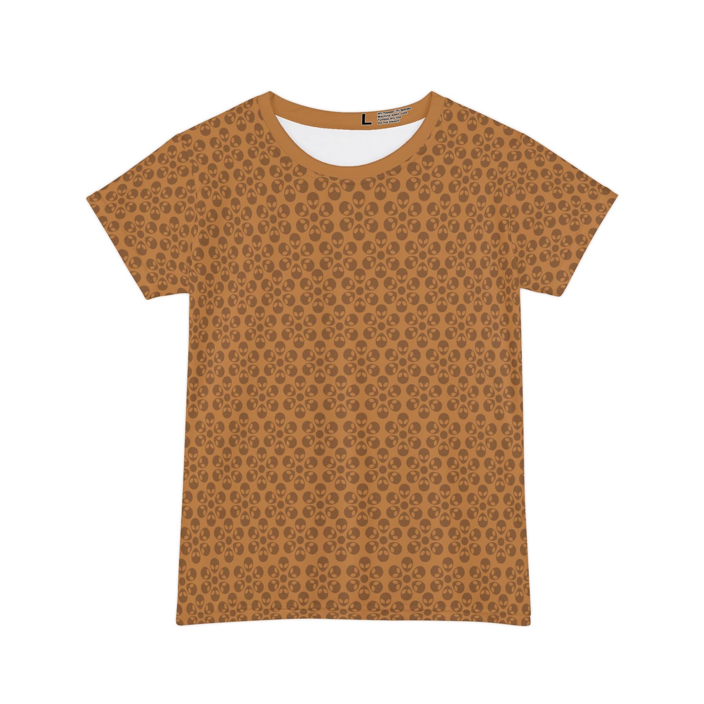 Womens Short Sleeve Shirt Alien Flowers Light Brown
