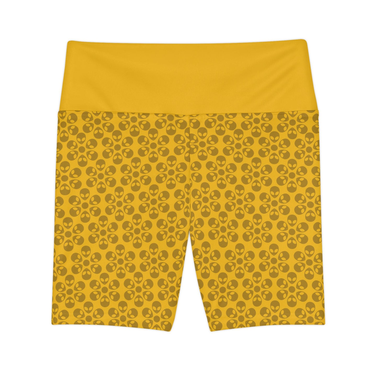 Womens Workout Shorts  Alien Flowers Yellow