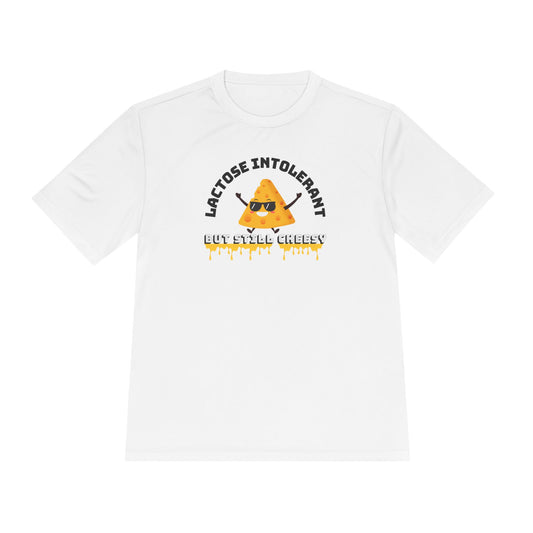 Lactose Intolerant But Still Cheesy Tee - Fun Unisex Moisture Wicking T-Shirt for Foodies, Great for Birthdays, Gifting, and Casual [...]