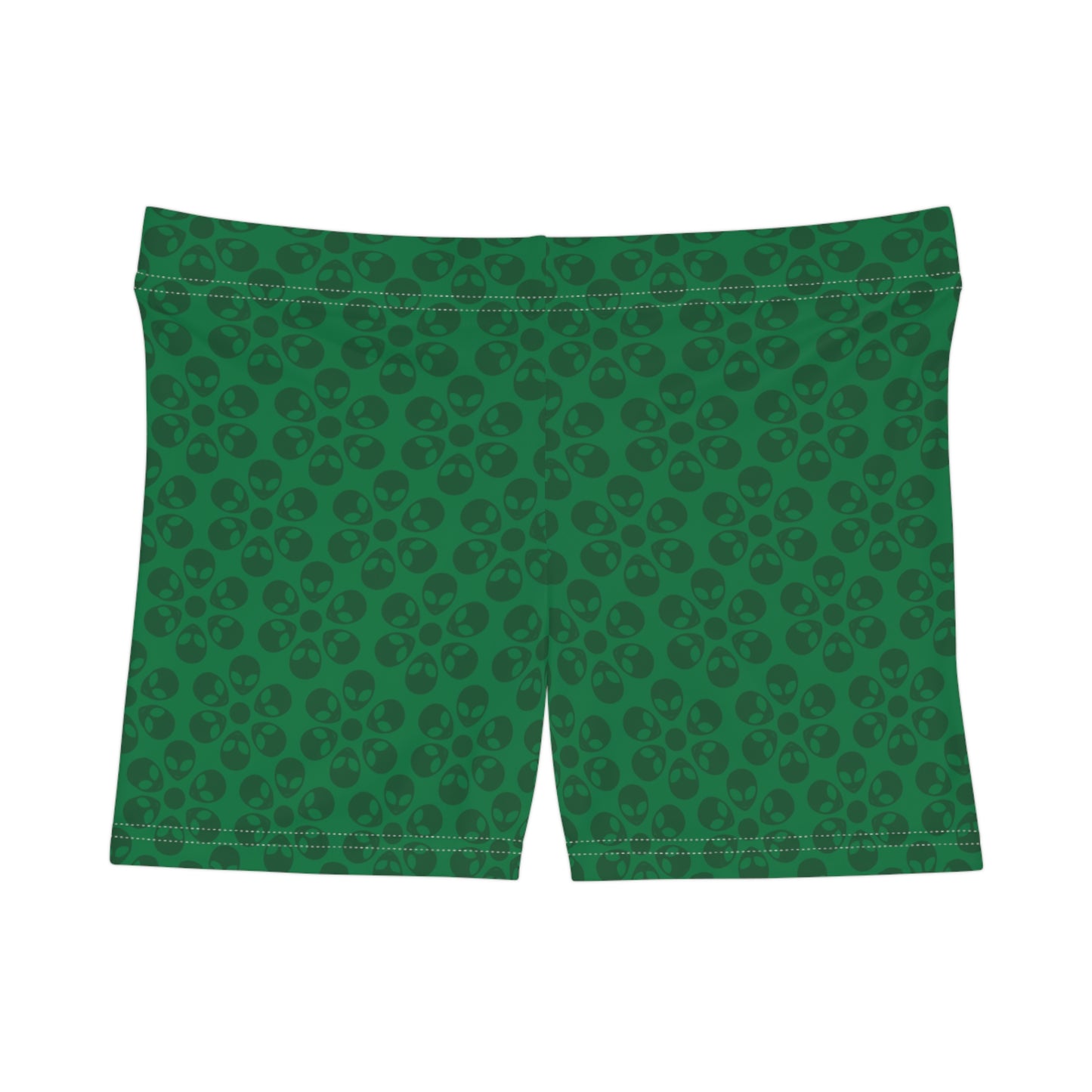 Alien Pattern Womens Shorts for Casual Summer Days Beach Wear Festival Outfit Relaxed Style Alien Flowers Dark Green