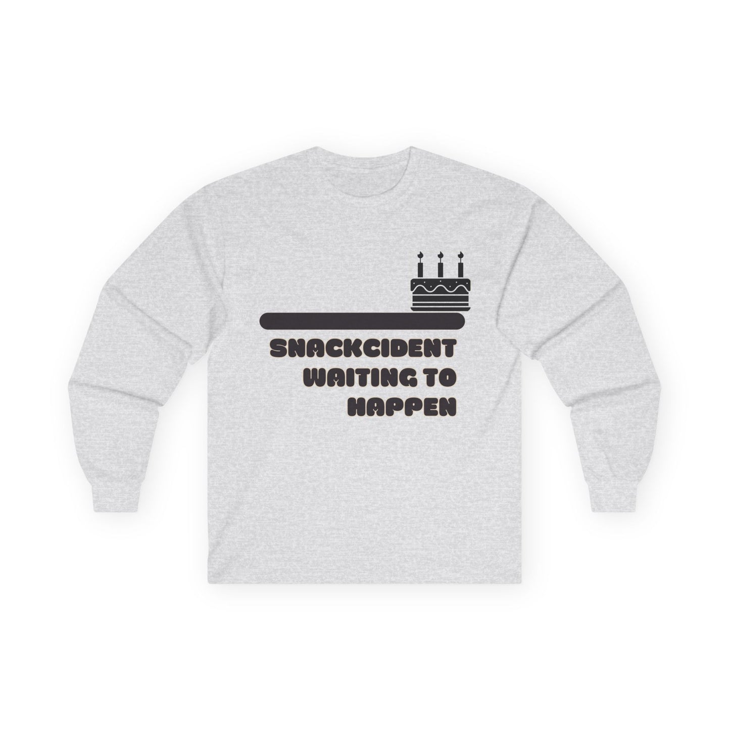 Snackcident Waiting to Happen Long Sleeve Tee - Funny Gift for Food Lovers, Birthday, or Casual Wear, Ideal for Snacking Events, [...]