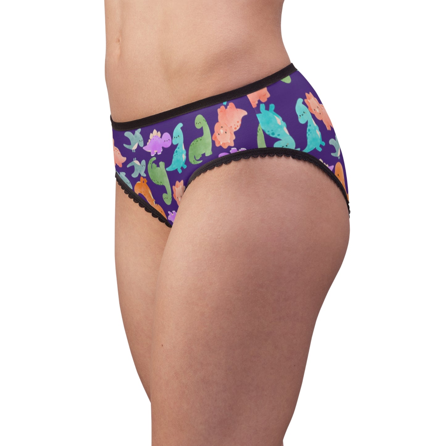 Colorful Womens Briefs with Fun Animal Patterns Cute Underwear AOP Lingerie Gifts for Her Comfortable Daily Wear Rainbow Dinos Purple