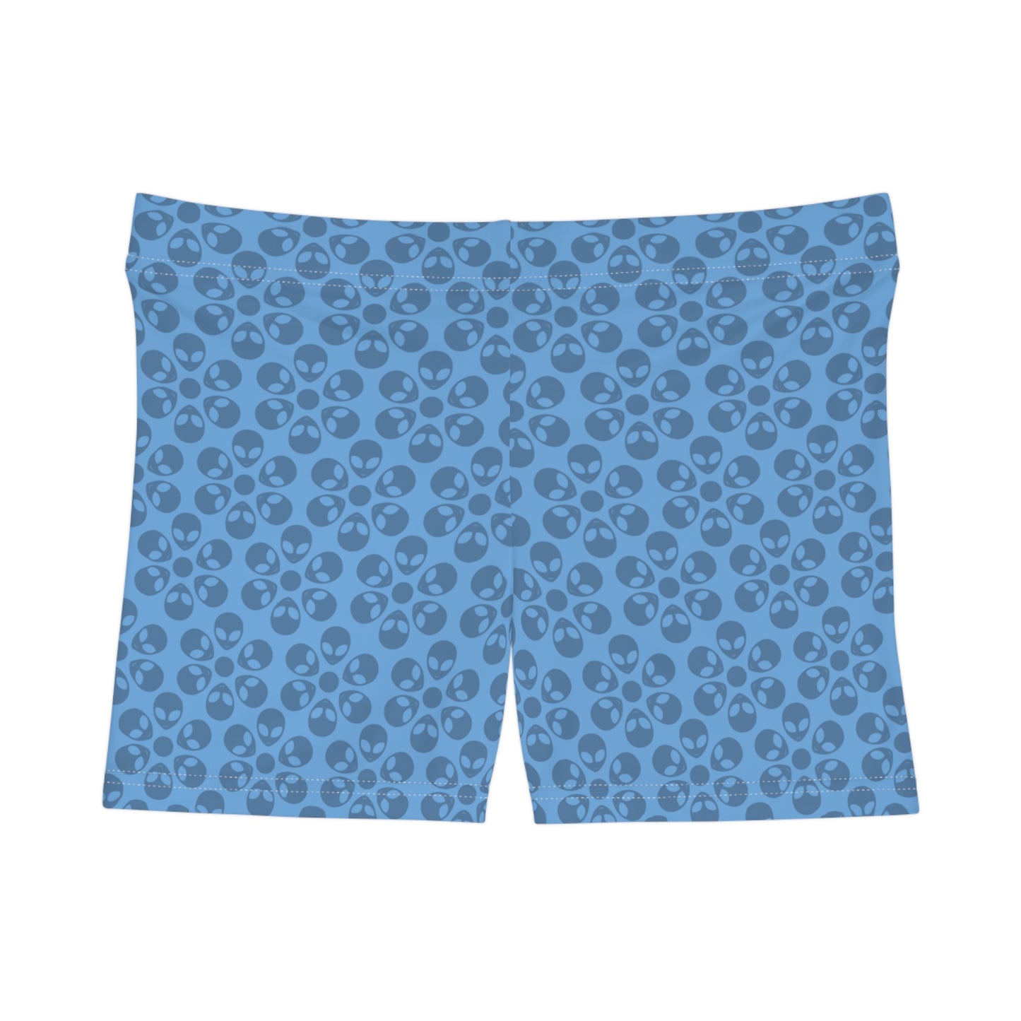 Alien Pattern Womens Shorts for Casual Summer Days Beach Wear Festival Outfit Relaxed Style Alien Flowers Light Blue
