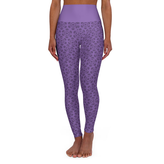 Stylish High Waisted Yoga Leggings Activewear Fitness Leggings Workout Pants Gift for Her Yoga Apparel Alien Flowers Light Purple