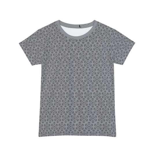 Womens Short Sleeve Shirt Alien Flowers Grey