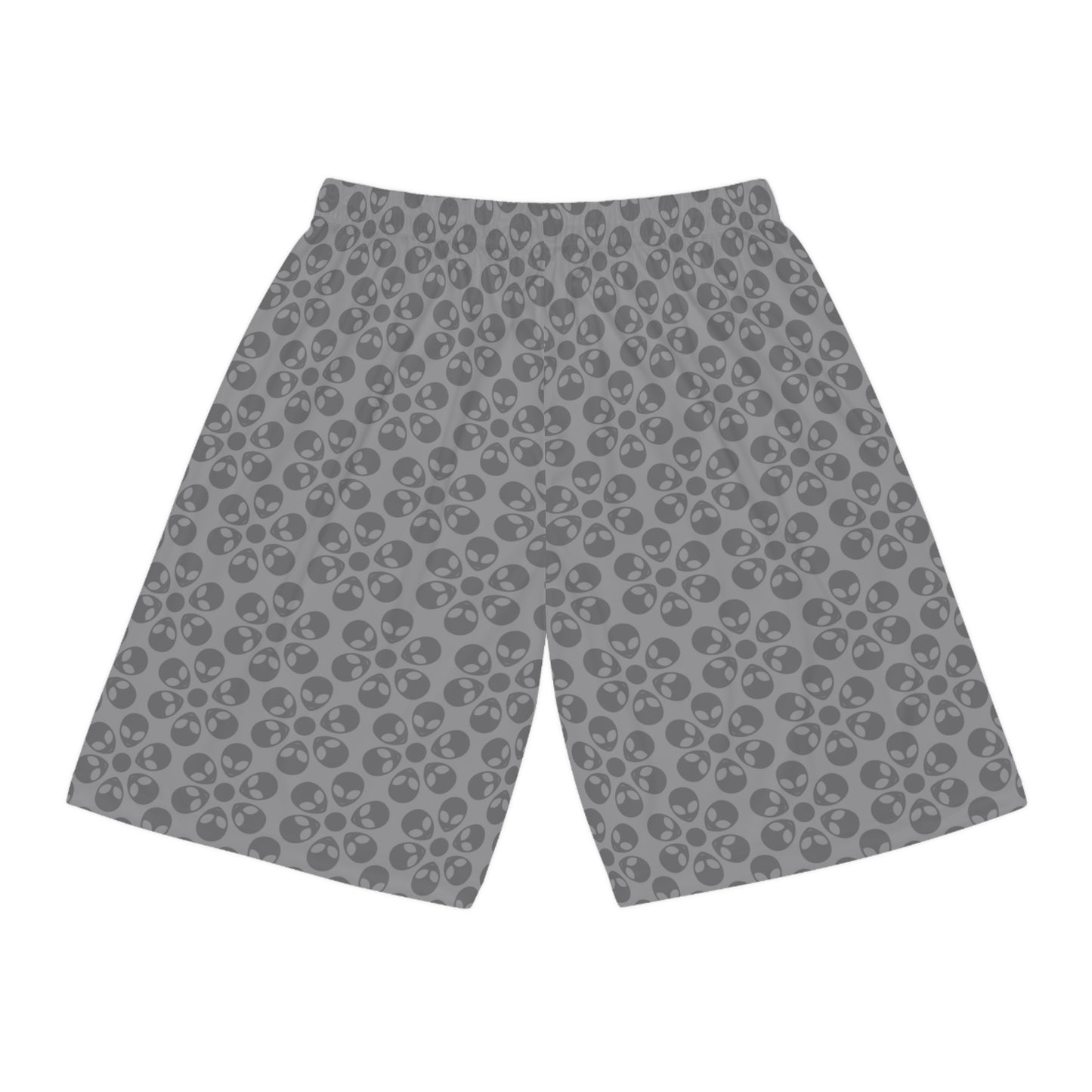 Trendy Skull Pattern Basketball Shorts Summer Activewear Sports Apparel Casual Wear Beach Shorts Gift for Basketball Lovers Alien Flowers Grey