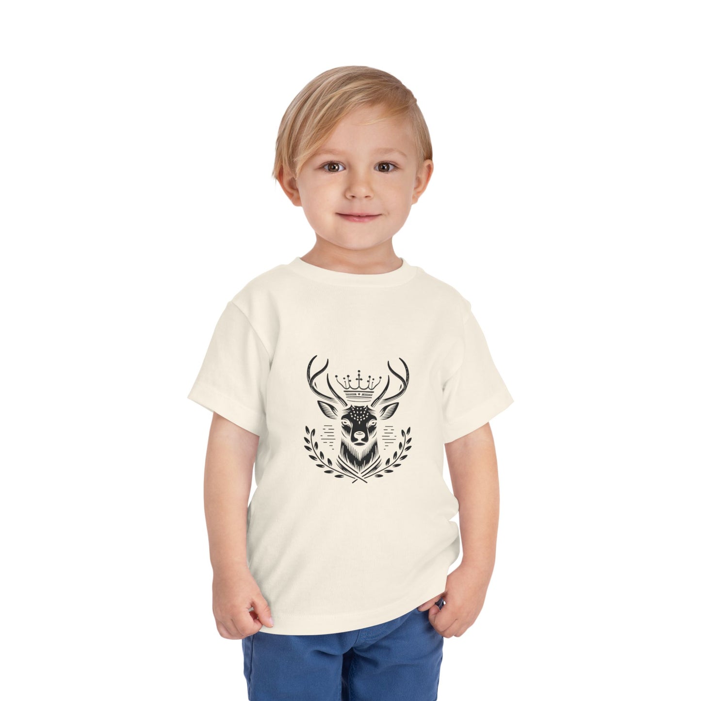 Royal Deer Toddler Short Sleeve Tee - Cute Animal Graphic Tee for Kids - Oh Deer Lord