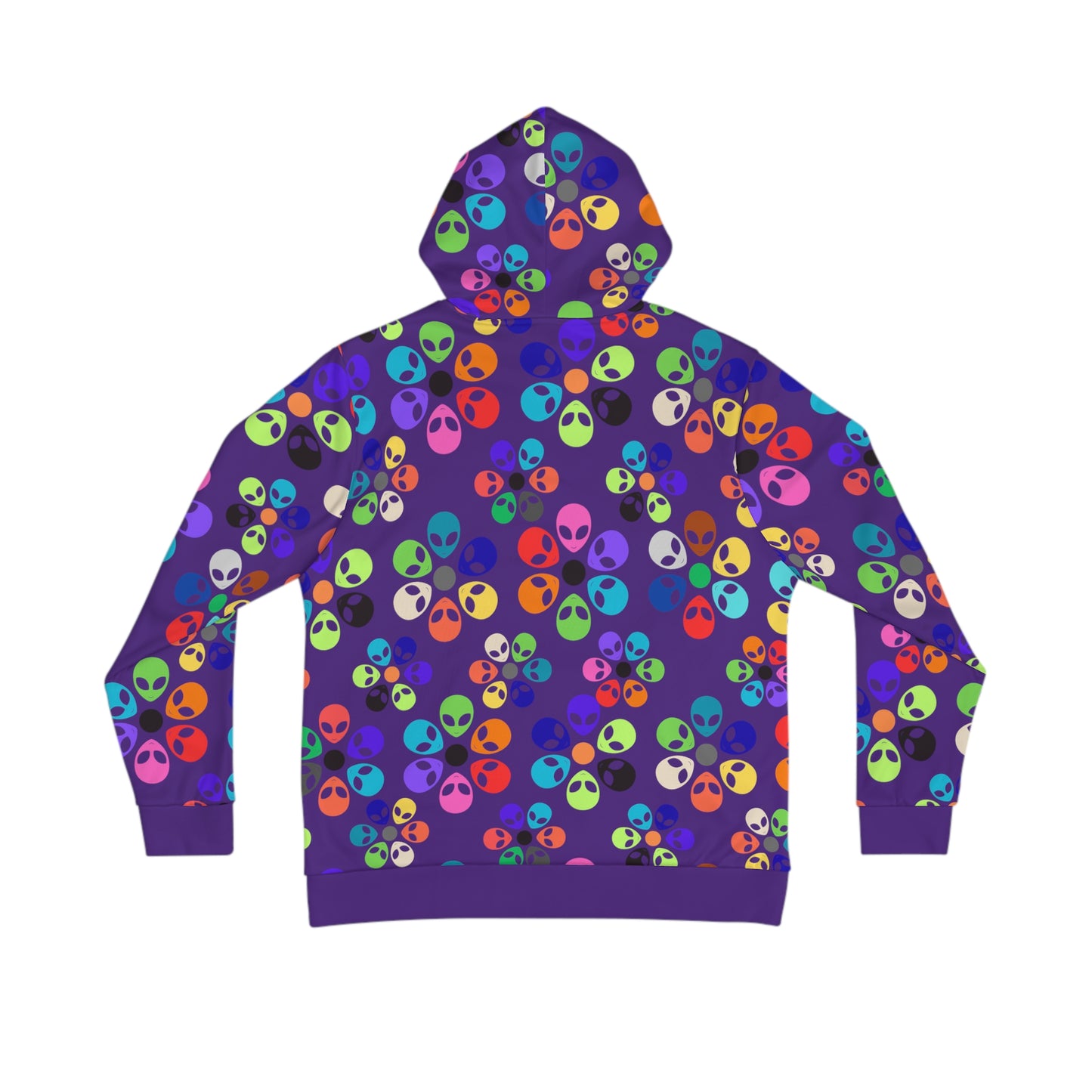 Mens Hoodie Alien Rainbow Flowers Purple