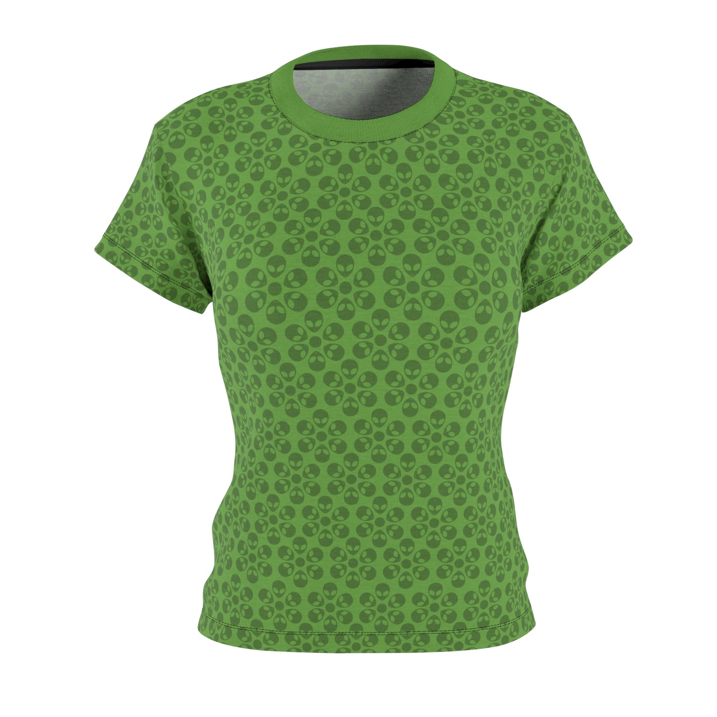 Stylish Womens Floral Tee  Casual Trendy Summer Fashion Gift for Her Short Sleeve Top Alien Flowers Green