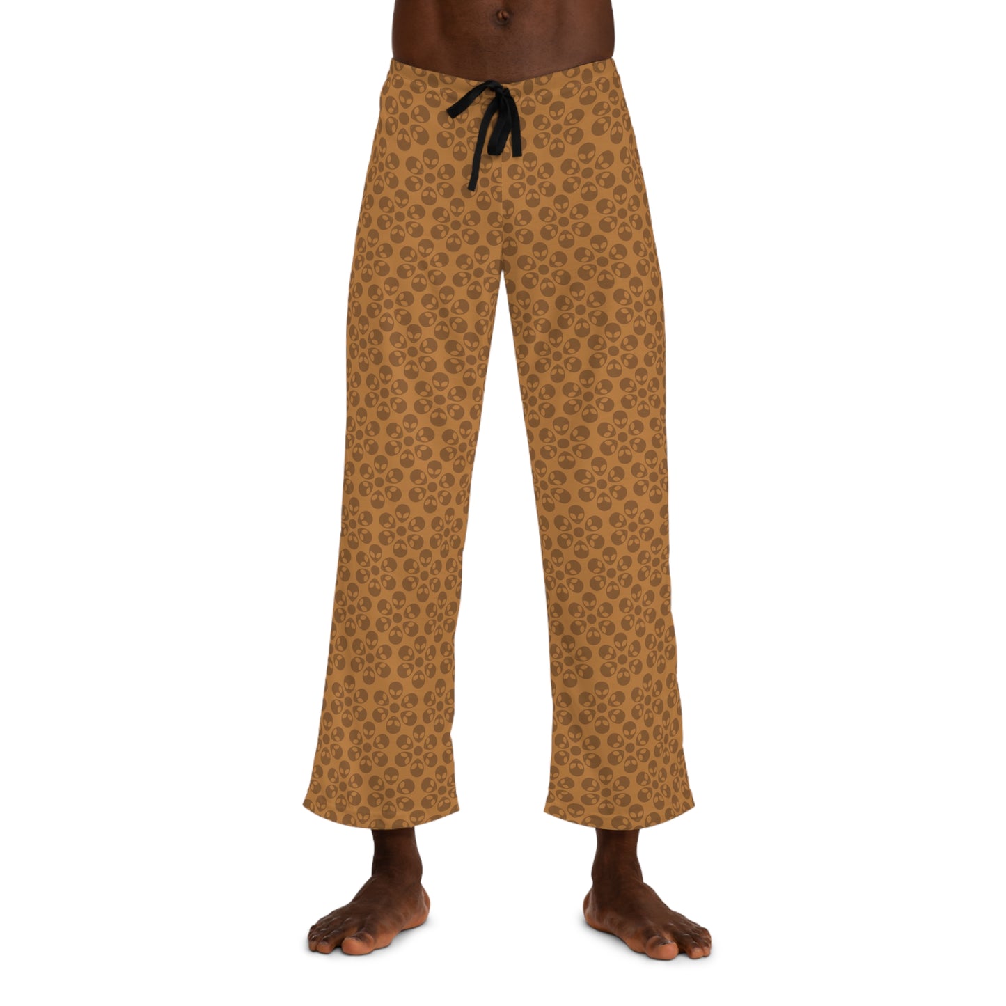 Cozy Mens Pajama Pants  Stylish Floral Sleepwear Ideal for Relaxing Gifts for Him Home Lounge Wear Unique Patterned PJs Alien Flowers Light Brown