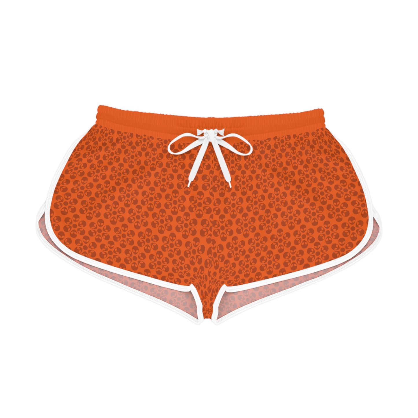 Womens Relaxed Shorts  Alien Flowers Orange