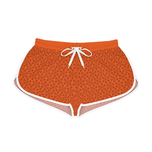 Womens Relaxed Shorts  Alien Flowers Orange