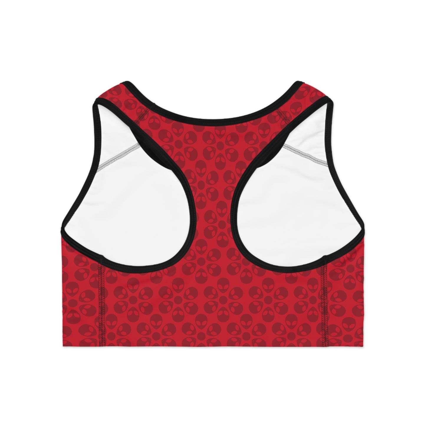 Trendy Floral Pattern Sports Bra Workout Bra for Women Fitness Gear Yoga Top Gym Wear Gift for Athletes Alien Flowers Dark Red