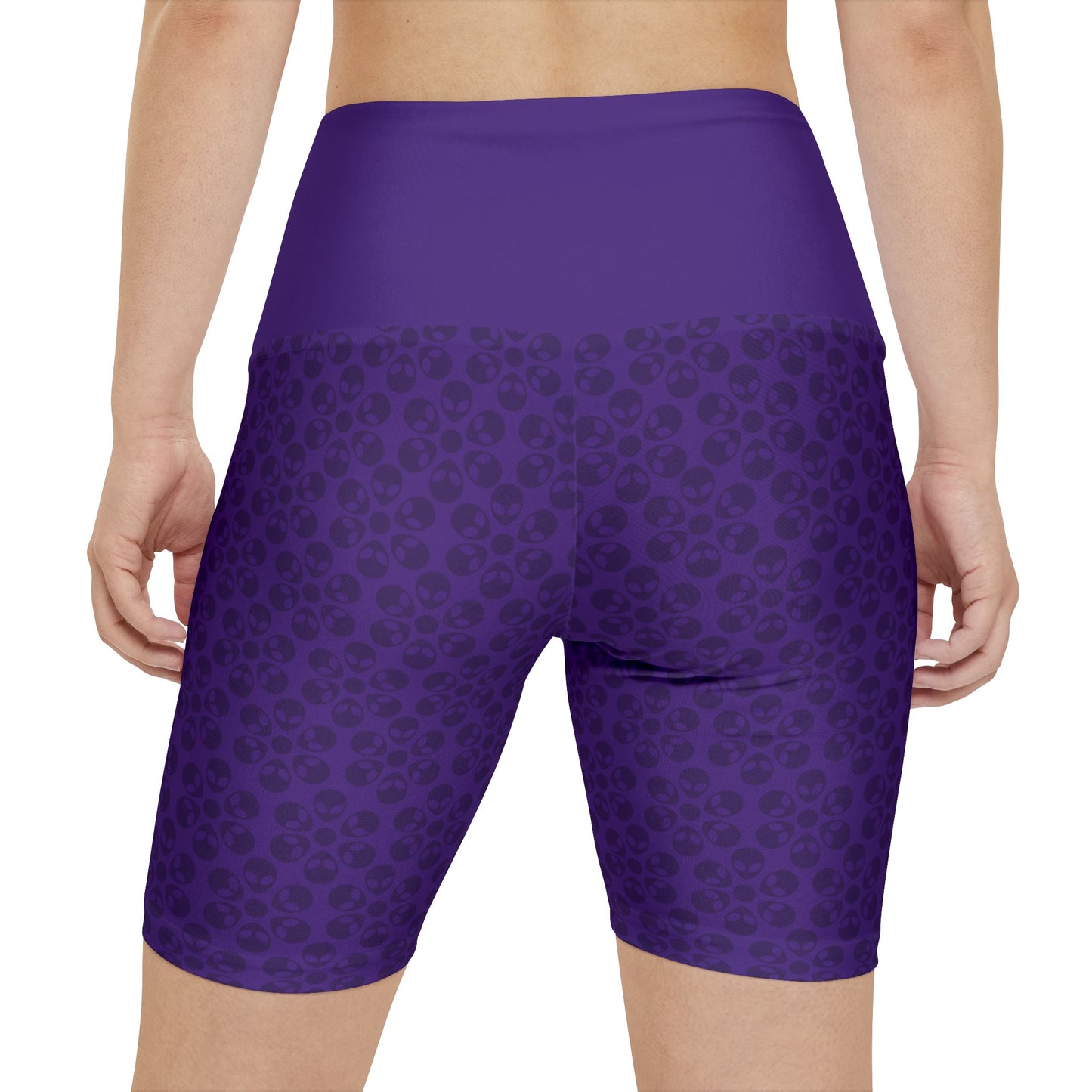Womens Workout Shorts  Alien Flowers Purple