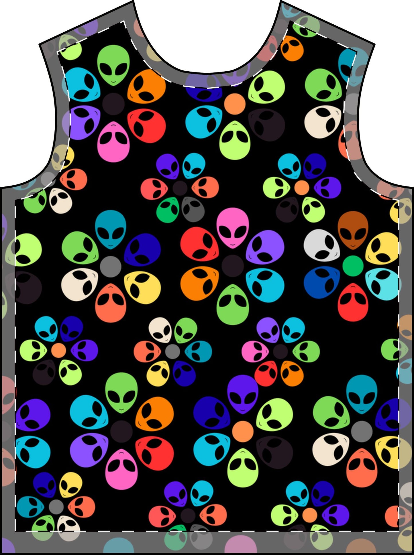 Mens AOP Alien Flower TShirt Fun Graphic Tee Retro Style Shirt Perfect for Parties Unique Gift Casual Wear Alien Rainbow Flowers Turquoise