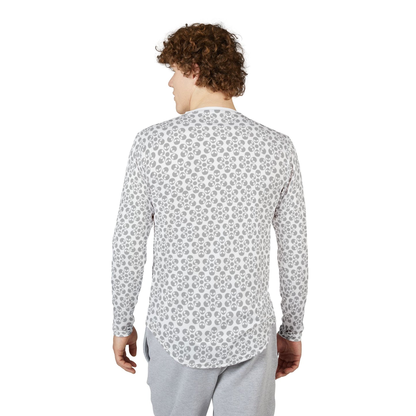 Mens UV Protection Long Sleeve Shirt  Alien Flowers White