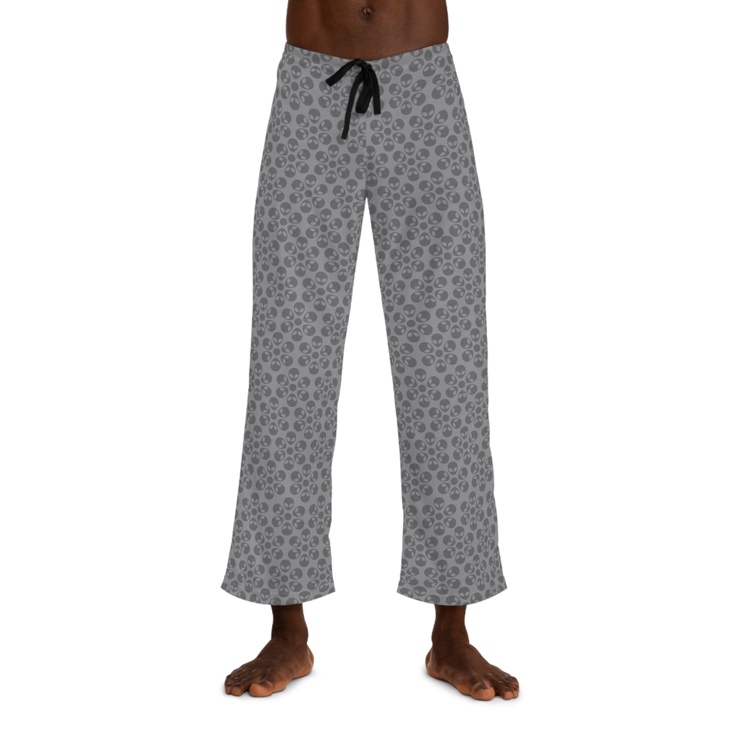 Cozy Mens Pajama Pants  Stylish Floral Sleepwear Ideal for Relaxing Gifts for Him Home Lounge Wear Unique Patterned PJs Alien Flowers Grey