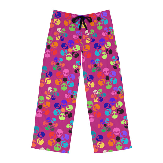Colorful Alien Print Mens Pajama Pants Fun Sleepwear Gifts for Him Sleep Pants Lounge Wear SpaceThemed Pajamas Alien Rainbow Flowers Pink