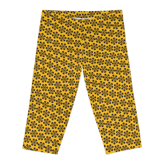 Alien Floral Capri Leggings - Yellow