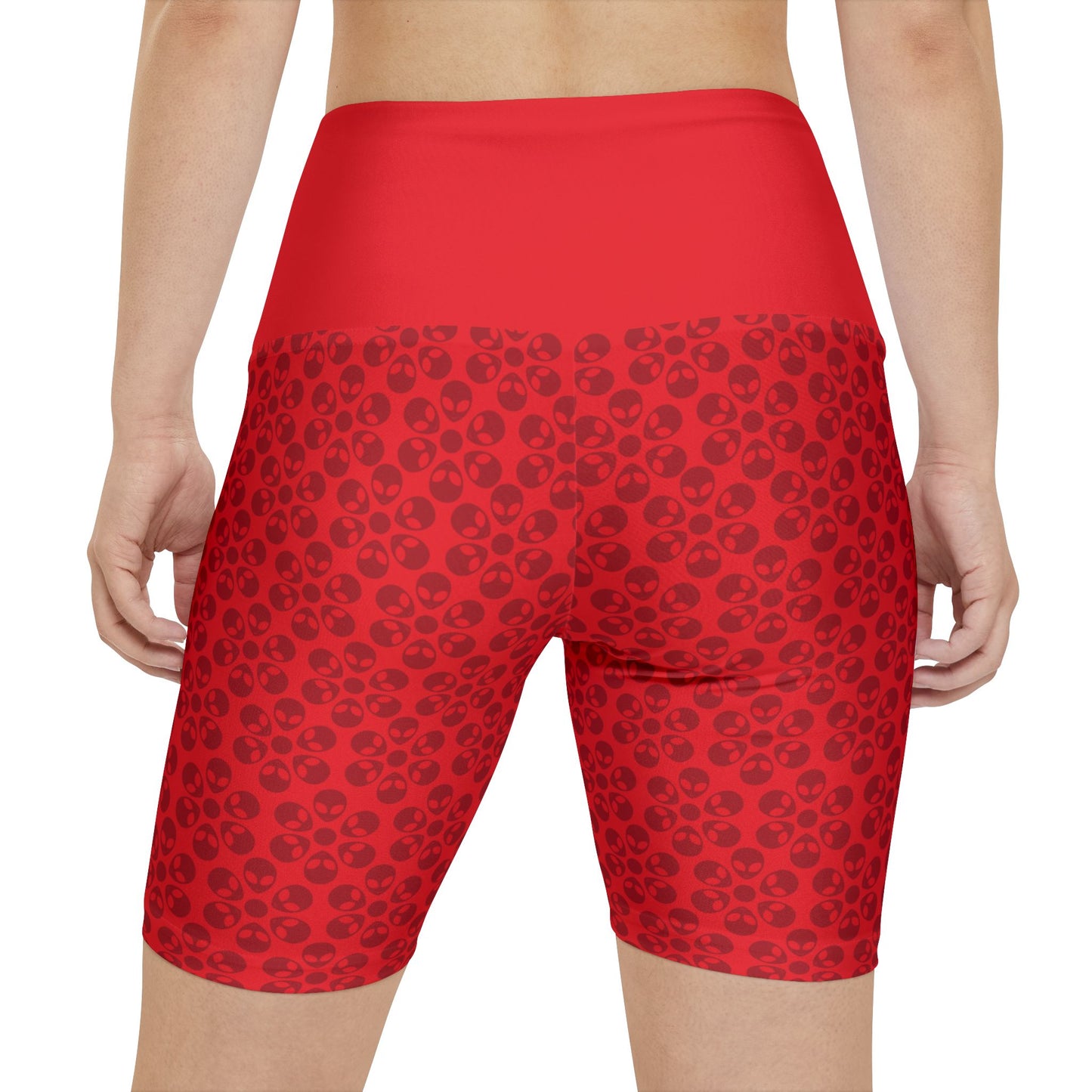 Womens Workout Shorts  Alien Flowers Red