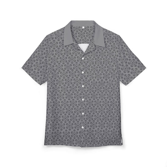 Unisex Hawaiian ButtonDown Shirt  Tropical Vibe Summer Apparel Beachwear Vacation Outfit Casual Wear Alien Flowers Grey