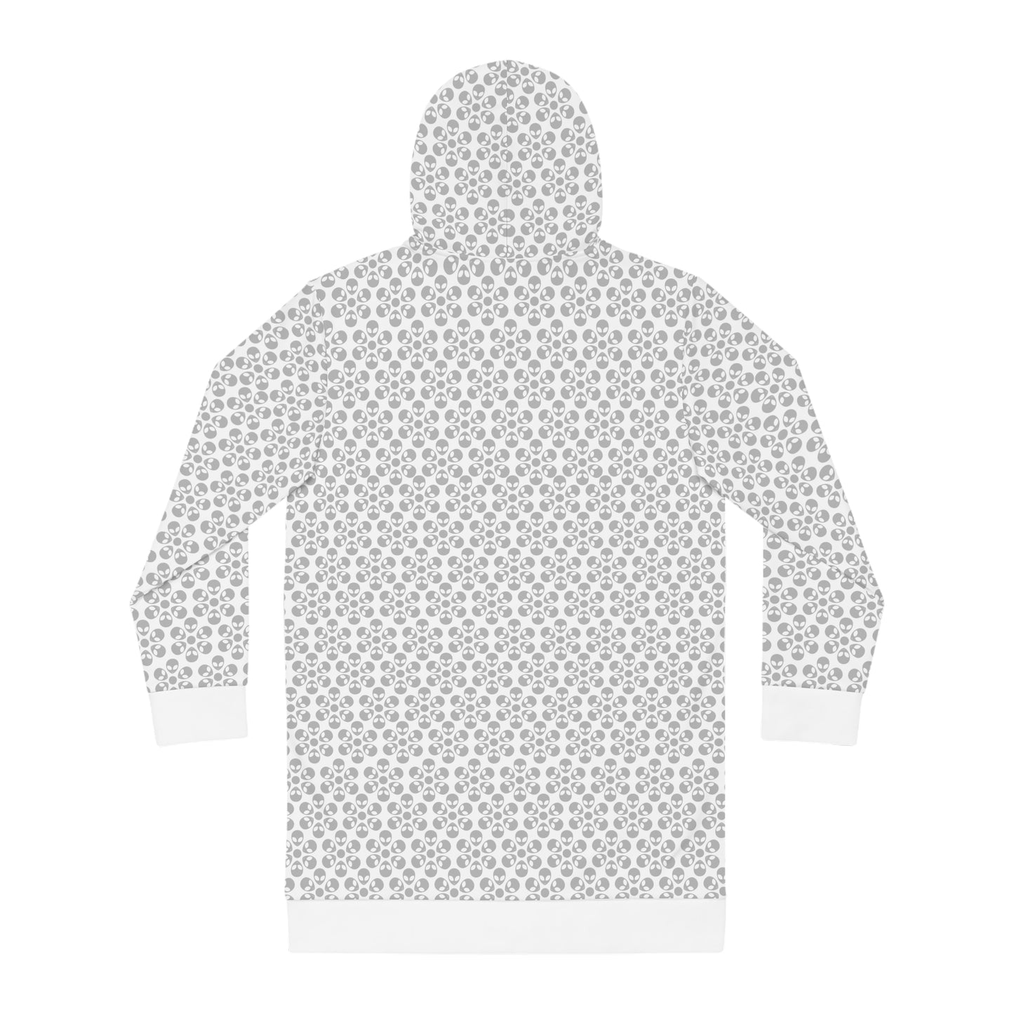 Womens Hoodie Dress  Alien Flowers White