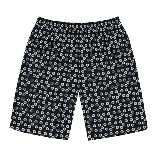 Men's Stylish Board Shorts, Summer Swimwear, Beachwear, Vacation Essentials, Casual Comfort, Fun - Black