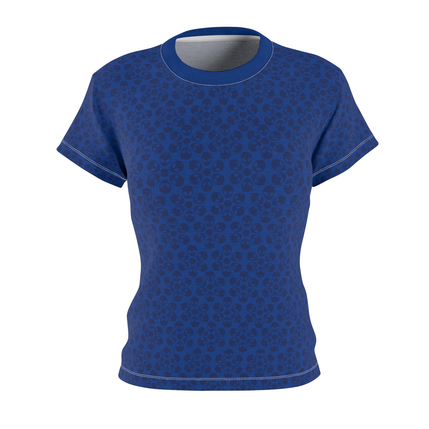 Stylish Womens Floral Tee  Casual Trendy Summer Fashion Gift for Her Short Sleeve Top Alien Flowers Dark Blue