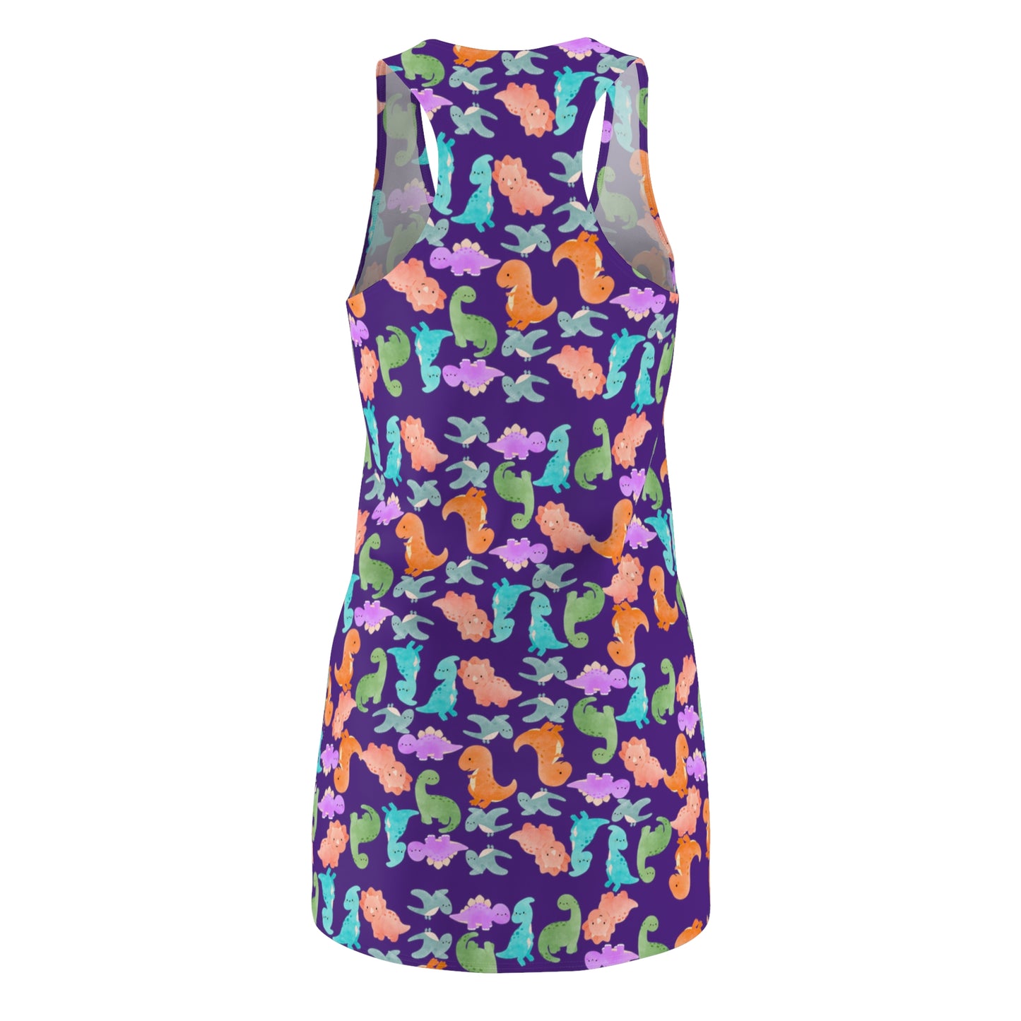 Dino Pattern Racerback Dress Summer Dress Beach Wear Vacation Outfit Casual Dress Gift for Her Rainbow Dinos Purple
